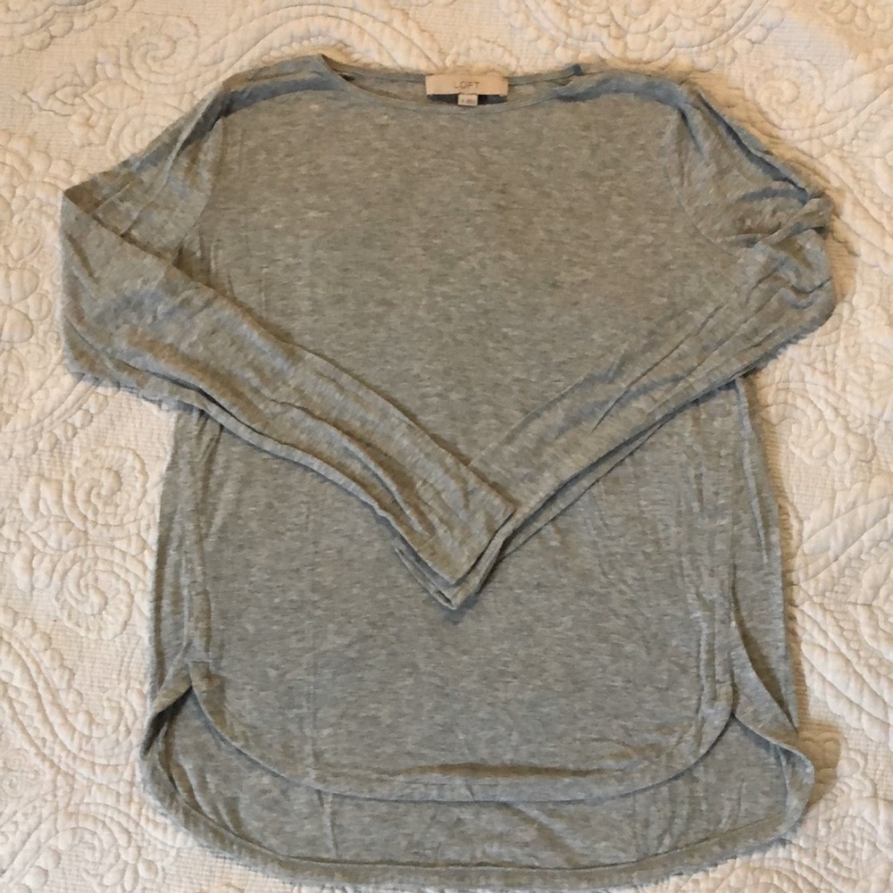 Staple Scoop Neck LOFT Heather Gray Stretchy Long Sleeve Top - XS